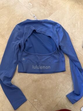 lululemon athletica Royal Blue Long Sleeve Cropped Open-Back Top
